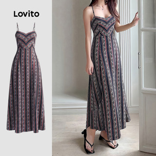 Lovito Boho Vestido com Amarração Nas Costas - Vestido Feminino para Primavera/Verão LK4LD2326