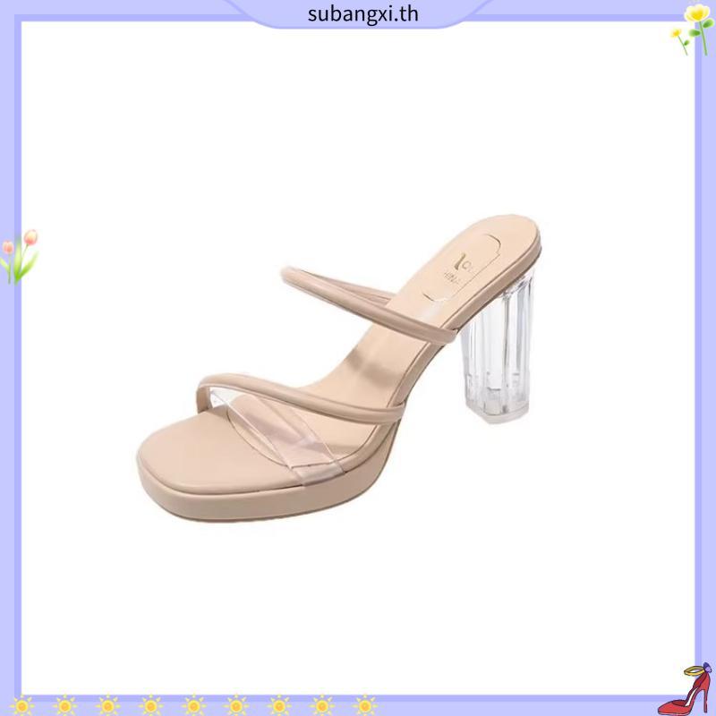 heels heels for women 2024 ผู้มีอิทธิพล ร้อนขายหนึ่งคําสายรัดสไตล์นางฟ้าเพิ่มความสูงรองเท้าเดียวขนาด