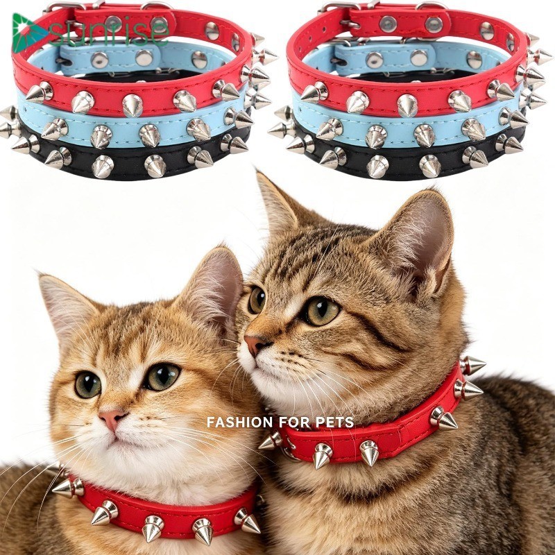 [HGB] 2 ชิ้น Spiked ปลอกคอสุนัขสําหรับสุนัขพันธุ์เล็ก, One Row Studded หนังสัตว์เลี้ยง Anti-Bite สาย
