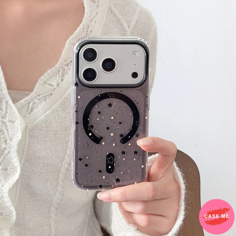 หลากสีรูปดาวGlitterสีทึบโปร่งแสงแม่เหล็กเคสโทรศัพท์สําหรับiPhone 13 14 15 16 17 Pro Max iPhone17airสกปรกทนต่อการตกIMDปกหลังเชลล์ thumbnail 5