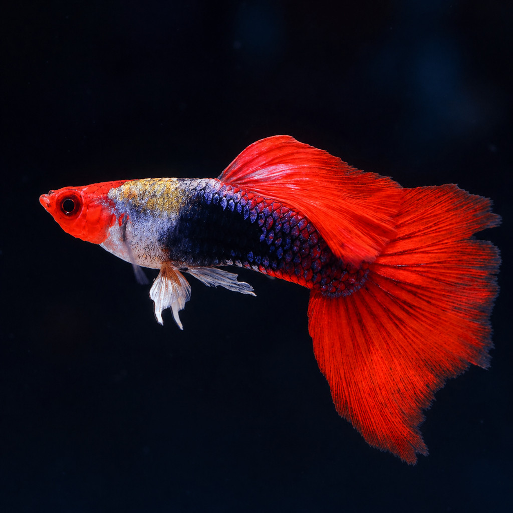 GPS Red Head Koi Guppy Fish Hiasan 1 คู่สติกเกอร์