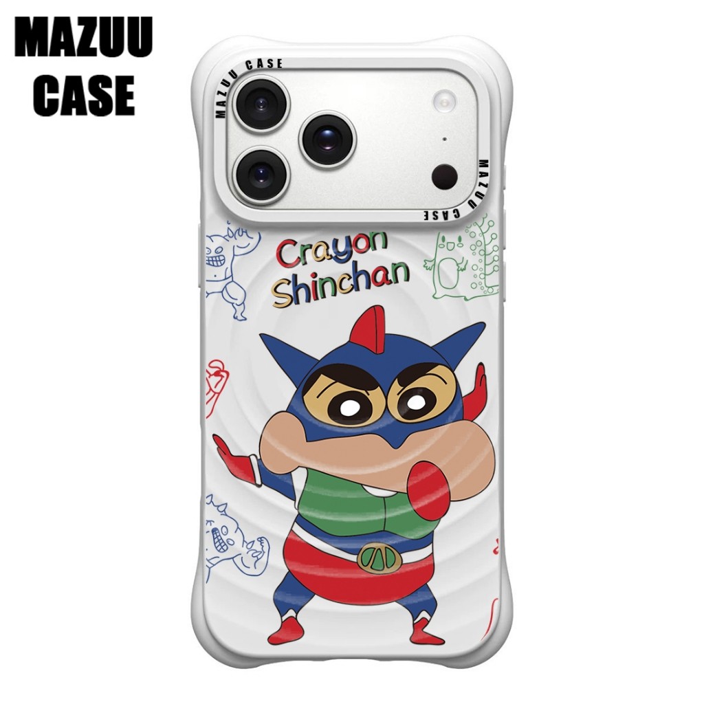 เคสไอโฟน ซิลิโคนสีขาว แม่เหล็ก กันกระแทกมุม ลายการ์ตูนฮีโร่และมอนสเตอร์สุดน่ารัก สำหรับ iPhone 17 16 15 14 13 12 11 Pro