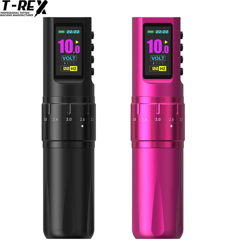 T-Rex Pyro เครื่องสักไร้สาย ปรับ Stroke 2.0-4.2mm 7 ระดับ Dotwork Mode แบต 1600mAh สำหรับช่างสักมืออาชีพ