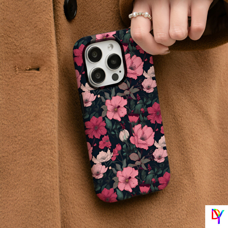 เคสสําหรับ Samsung S23/S24/S25/S26/A06/A07/A16/A17/A25/A26/A36/A37/A54/A55/A56/A57 Blue Pink Blooming 2-in-1 เคสสองชั้น