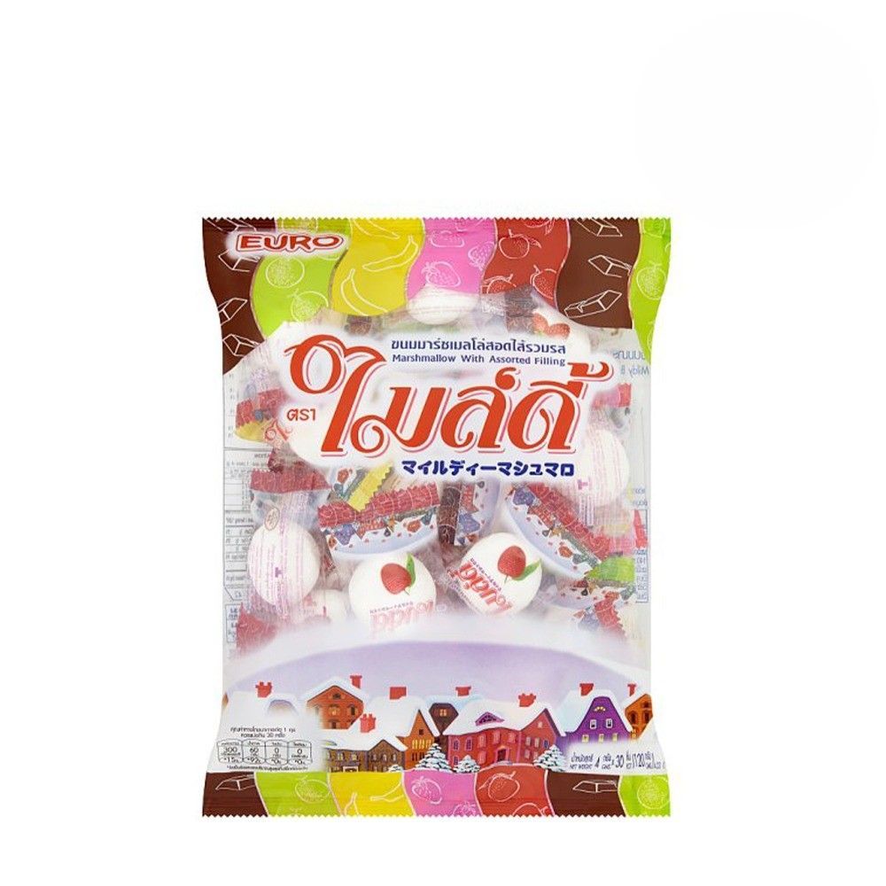 [สินค้าส่งด่วน] ไมล์ดี้มาร์ชเมลโล่ว์ รวมรส 120ก. MILDY MARSHMALLOW VAREITY 120G.