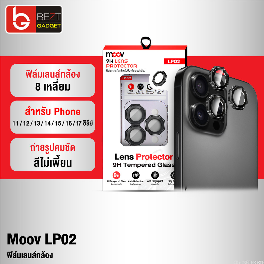 [ส่งด่วน] Moov LP02 ฟิล์มเลนส์กล้อง สำหรับไอโฟน 17 Pro Max 17 Air 17e 16 Pro 16e 15 Plus 14 13 ทรง 8 เหลี่ยม