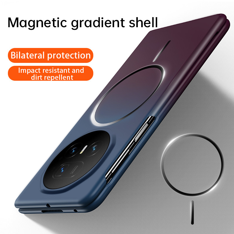 เคสแม่เหล็กที่แข็งแกร่งไล่ระดับสีที่เหมาะกับผิวสําหรับ Honor Magic V6 V5 Magic V3 V2 ฝาครอบป้องกันกล้อง