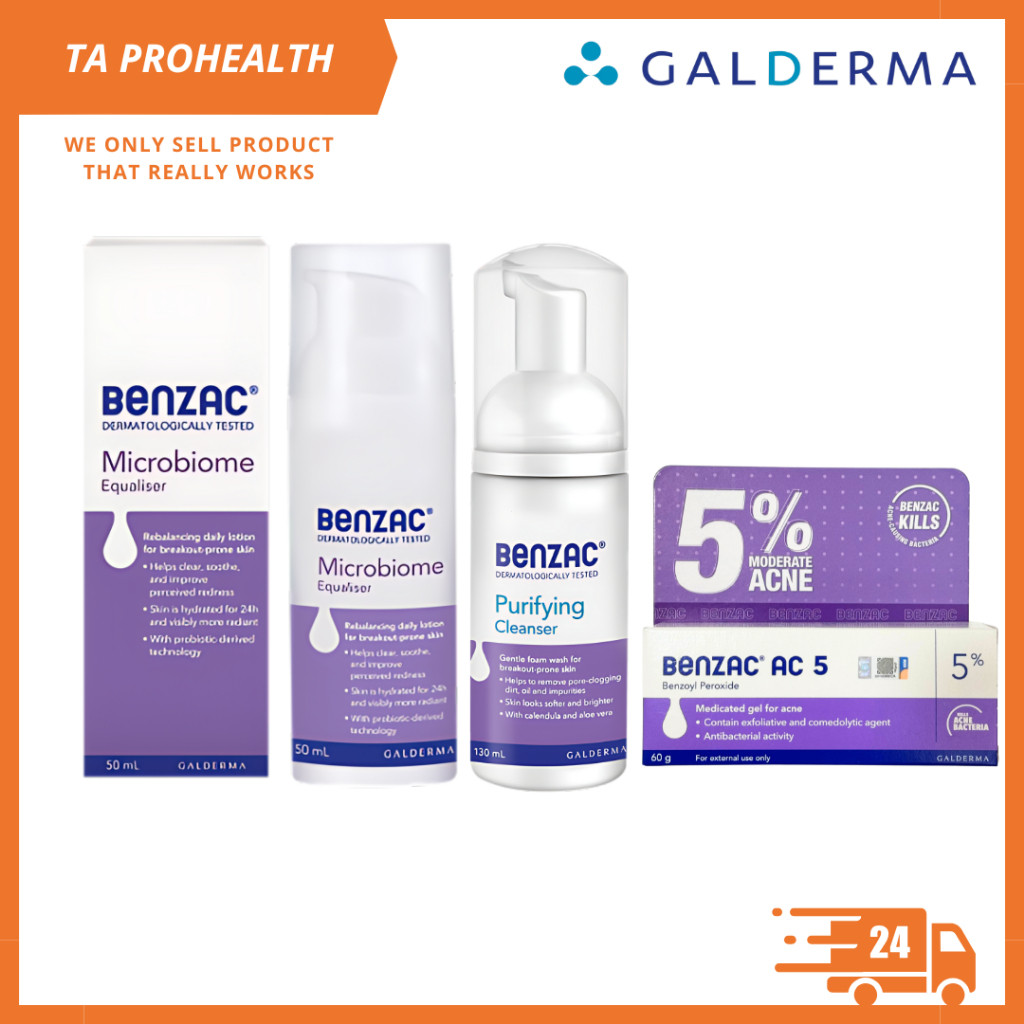 Benzac Acne Gel 5% / pH Control Antibacteria Face Wash / Purifying Cleanser / Microbiome Equaliser D