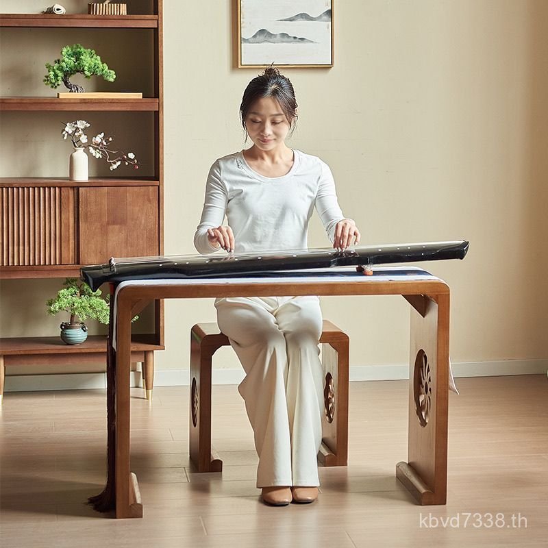 Guqin ตาราง Paulownia สตูลตาราง Burning Guqin ไม้เนื้อแข็งโต๊ะประดิษฐ์ตัวอักษรเลียนแบบ Resonance จีน