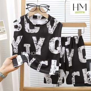 ชุดเซ็ตเสื้อกล้ามเด็ก ชุดเด็กแฟชั่น เซ็ต 2 ชิ้น ลายตัวหนังสือสุดเท่
