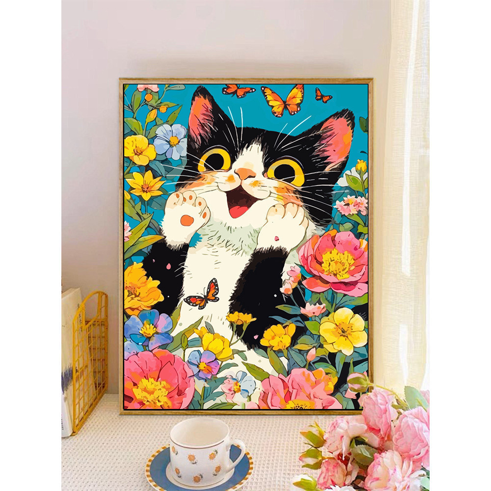 LIN ที่กําหนดเอง P2 วัว Cats ฤดูใบไม้ผลิ 40X50 ซม.ไม่มีกรอบภาพสีน้ํามันดิจิตอล diy ภาพวาดสีอะคริลิคม