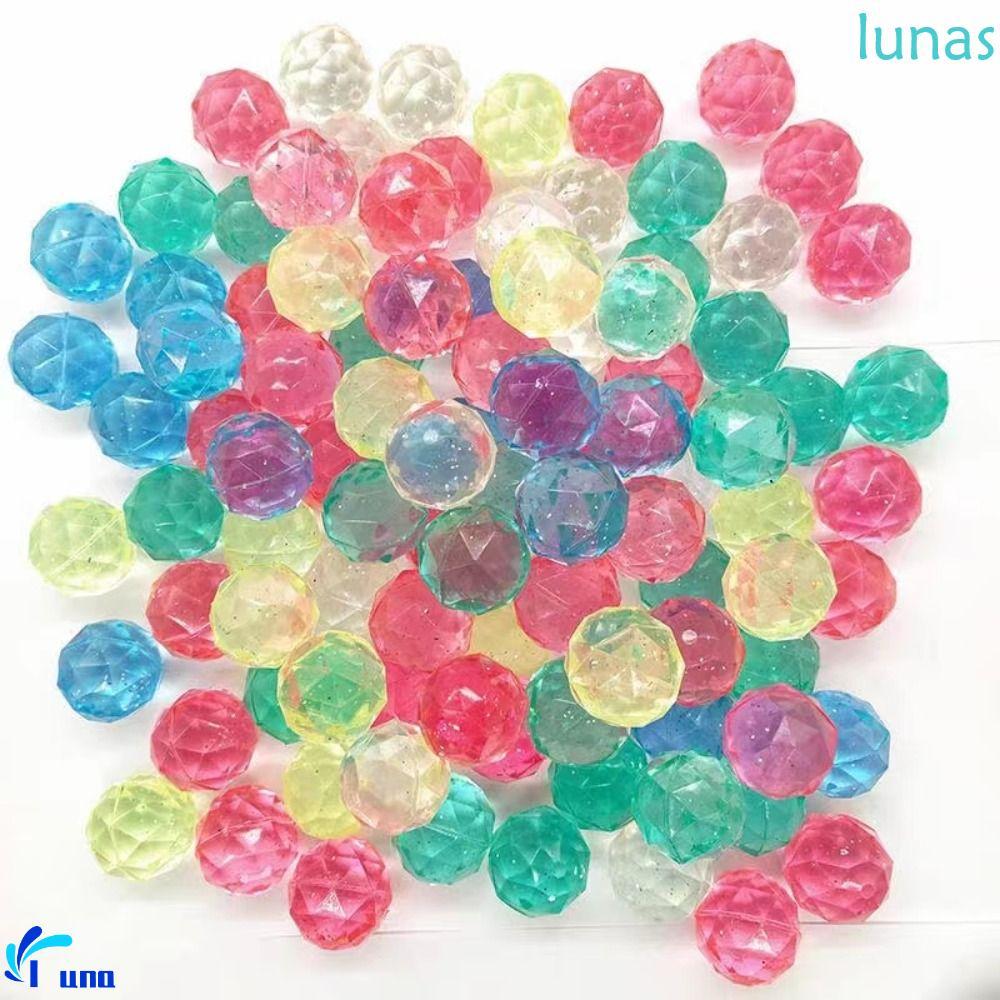 LUNASOL 6 ชิ้น Diamond Bouncy Ball, ขนาดใหญ่สายรุ้งสียาง Bouncy Ball, เพชรรูปร่าง Ball Bouncy ของเล่
