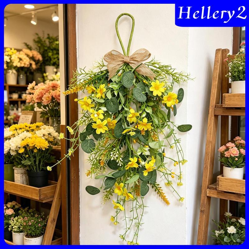 [Hellery2] ประดิษฐ์ Teardrop Swag พวงหรีดหน้าต่างดอกไม้ Garland สําหรับฤดูใบไม้ผลิฤดูร้อนเทศกาลตกแต่