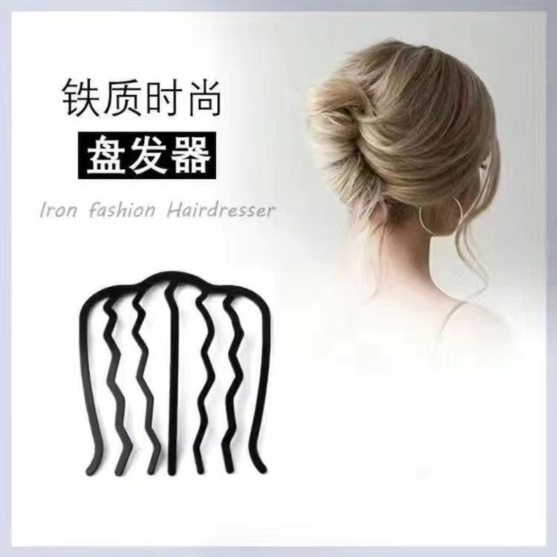 热销懒人盘发神器丸子头四齿插梳发梳发簪倒插发卡U形发夹造型头饰女2657 Best-selling lazy hair styling tool: bun hair comb with four pr