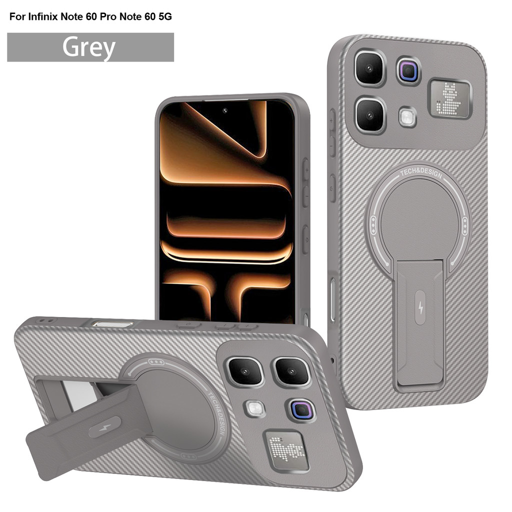 ใหม่สําหรับ Infinix Note 60 50 40 Pro Plus / Hot 70 60 50 40 Pro Plus 60i 50i 40i Go 2024 Go2 Magnetic Carbon Texture เคสโทรศัพท์ PC + TPU ฝาครอบกระจายความร้อน
