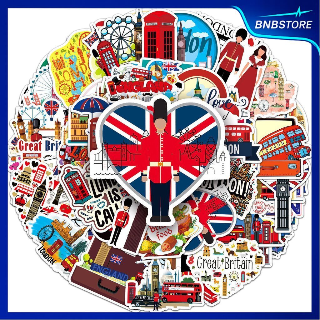 🍀ส่งจากไทย🍀 50ชิ้น สติกเกอร์ สถานที่ท่องเที่ยวอังกฤษ UK Landmark England Sticker กันน้ำ DIY พร้อมส่ง