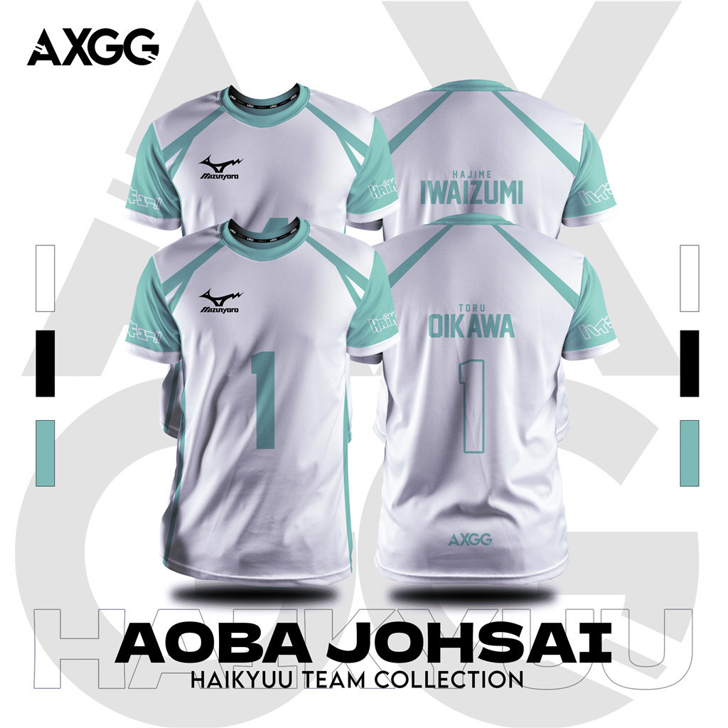 [ ] AXGG Haikyuu Aoba Johsai Anime T-Shirt Sublimation T-Shirt Jersey ปรับแต่งชื่อและหมายเลขสําหรับผ
