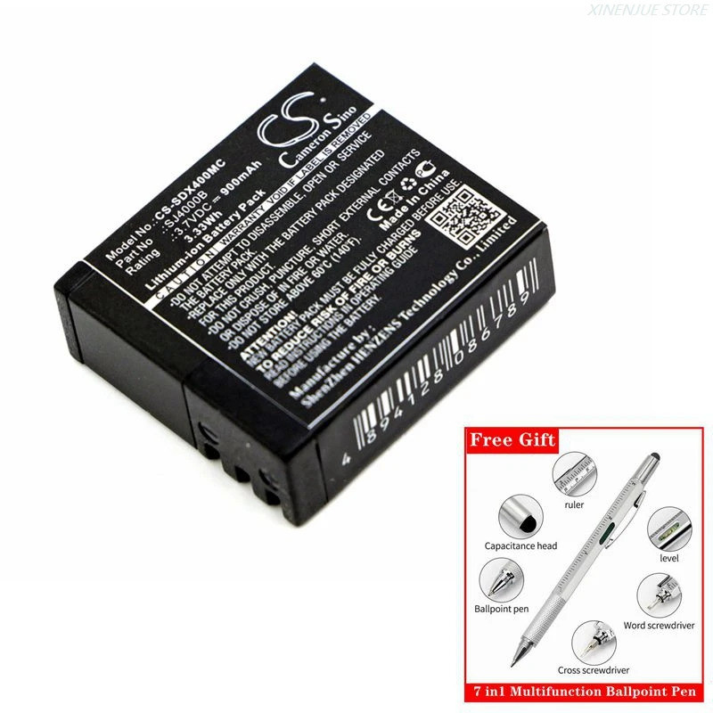 แบตเตอรี่กล้อง 900mAh สําหรับ Eken H9,H8,H8R,H9R,PG1050,สําหรับ SJCAM SJ4000,SJ5000,SJ5000X,Sports C
