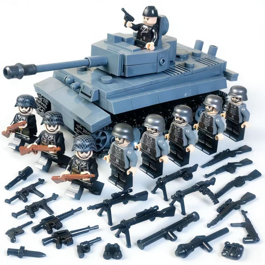 Compatible Lego WW2 German Tiger Tank Katyusha Rocket Opel Truck Building Block Toy