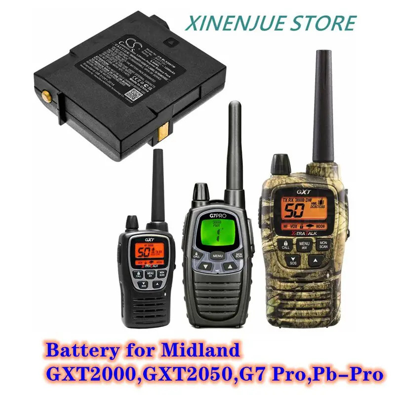 แบตเตอรี่วิทยุสองทาง 7.4V/1200mAh BATT12Li สําหรับ Midland GXT2000,GXT2050,G7 Pro,Pb-Pro