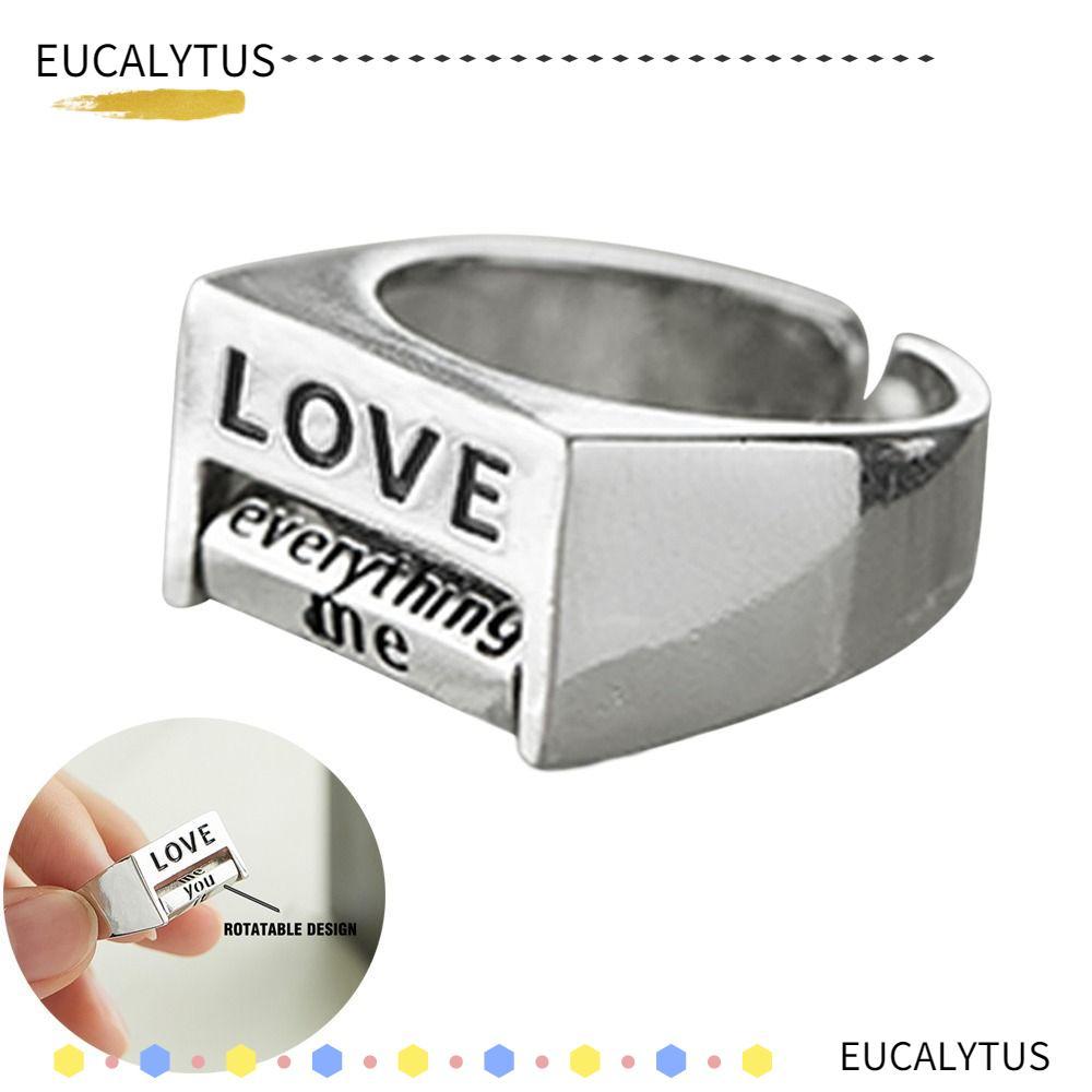 EUCALYTUSTH Mood Ring, Adjustable Rotatable Love Ring, Creative Silver Fidget Ring Jewelry Gift