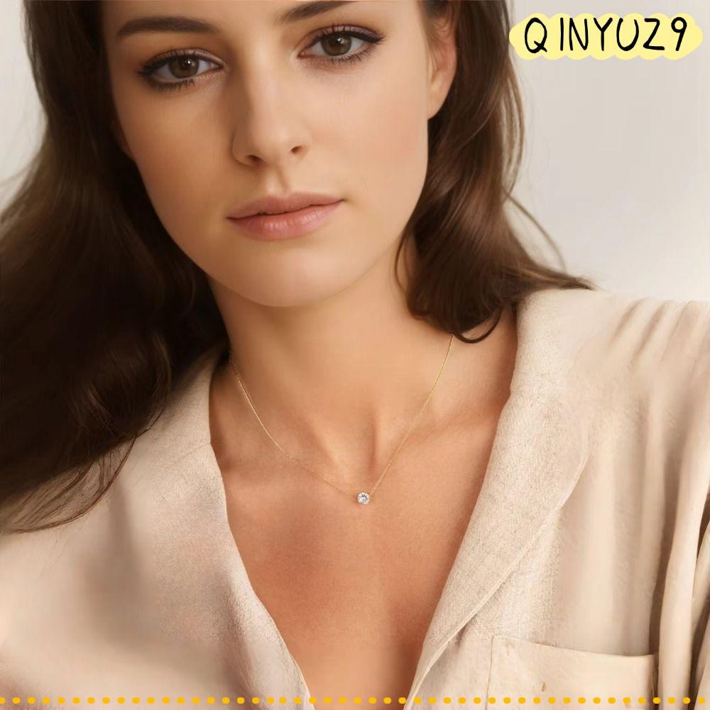 QINYUZ9QX Zirconia สร้อยคอ,ประณีตสร้อยคอจี้แฟชั่นไทเทเนียมเหล็กสร้อยคอโซ่กันน้ําสําหรับผู้หญิง