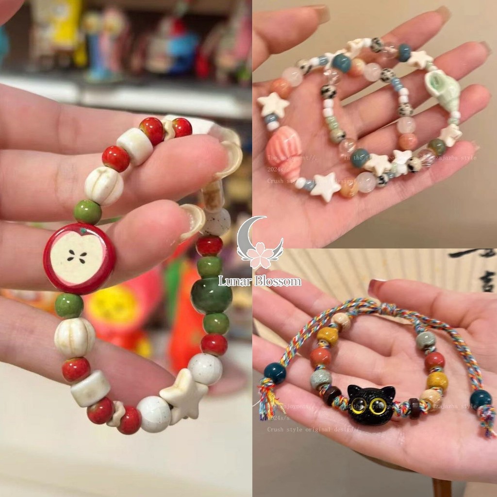 Lunar Blossom น่ารัก ลูกปัด สร้อยข้อมือ คุณภาพสูง เครื่องประดับ ฝีมือประณีตงดงาม แฟชั่น อเนกประสงค์ ส่งไวจากไทย