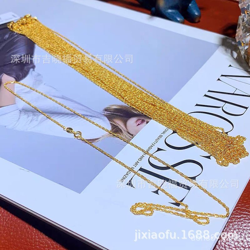 สร้อยคอ 60 ซม.au750 สร้อยคอ Gold คอเชือกป่านทอง 45 ซม. 18k Twist โซ่หนา NOQY