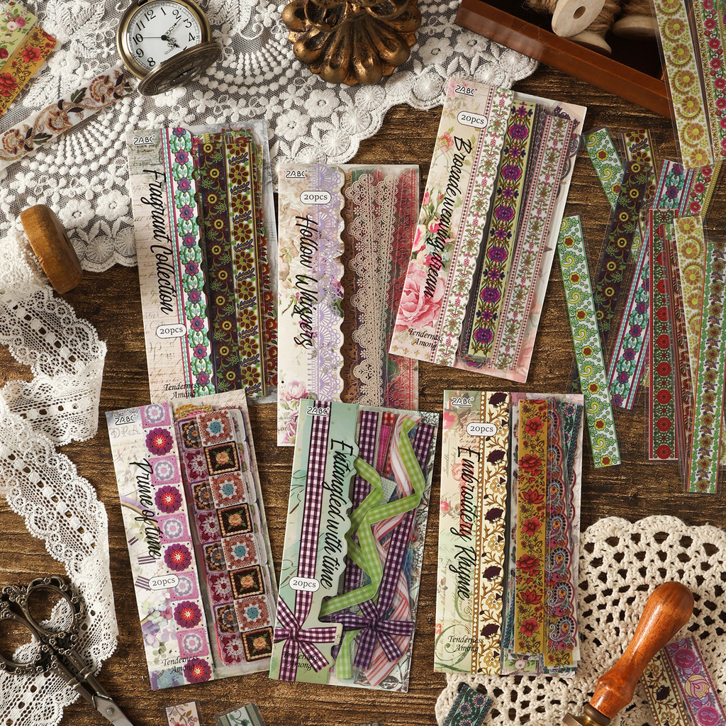 Journamm 20 ชิ้นสมุดภาพชุดสติกเกอร์และสติ๊กเกอร์ตกแต่ง Diy Scrapbooking ไดอารี่อัลบั้ม Collage วัสดุหัตถกรรมอุปกรณ์