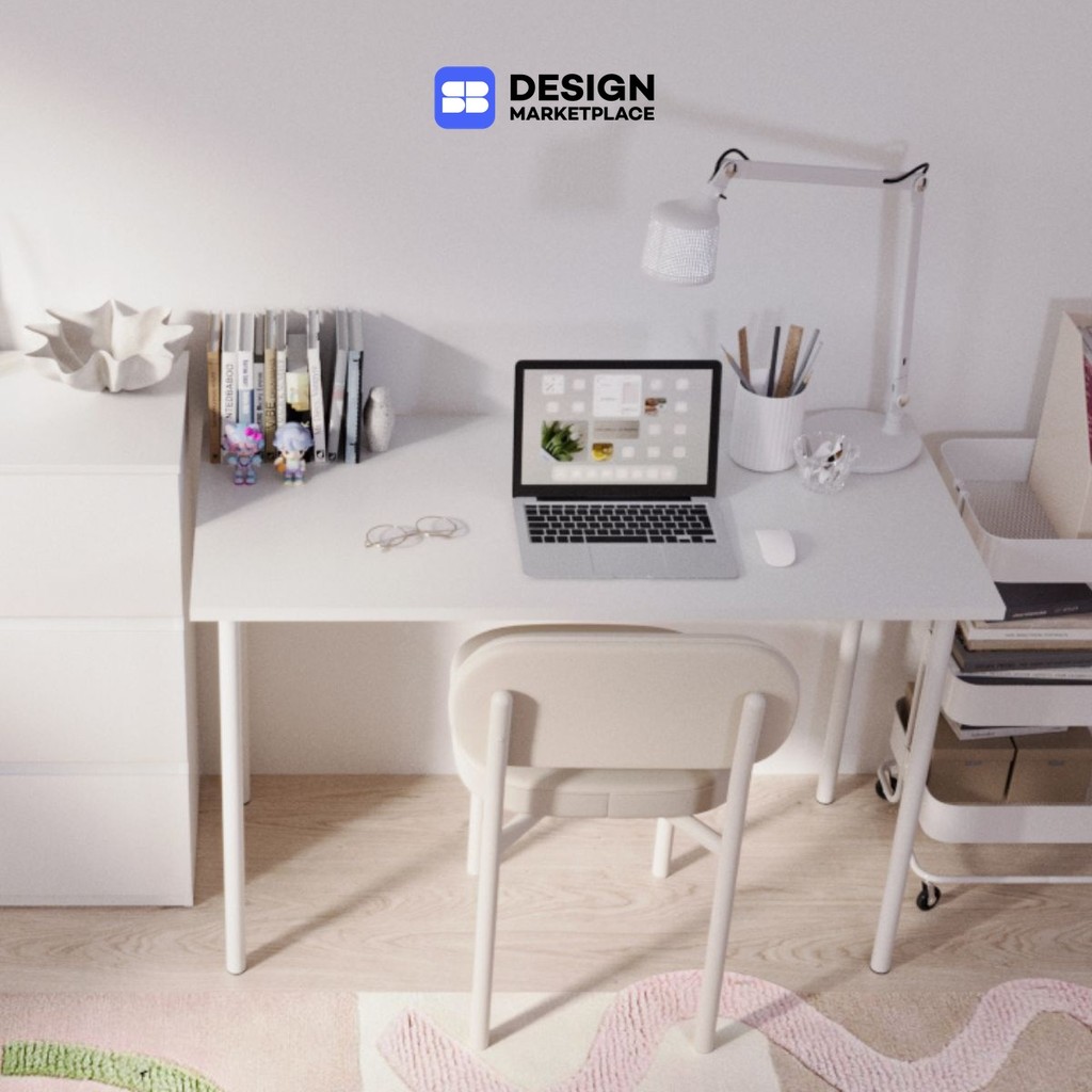 SB Design Square โต๊ะทำงาน รุ่น Porto ขนาด 120 ซม. สีขาว (120x60x77 ซม.)  แบรนด์ KONCEPT FURNITURE