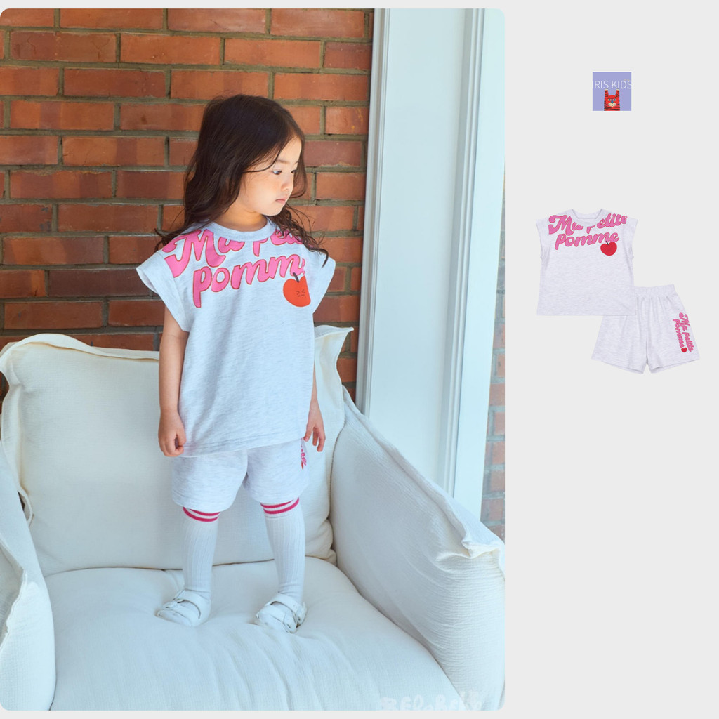 「สินค้าลิขสิทธิ์แท้」IRIS KIDS BEBEBE 26ss IKT260413 Kawaii Fruit Set ชุดเด็กผู้หญิง เสื้อกางเกงขาสั้น ลายผลไม้สุดคิ้วท์