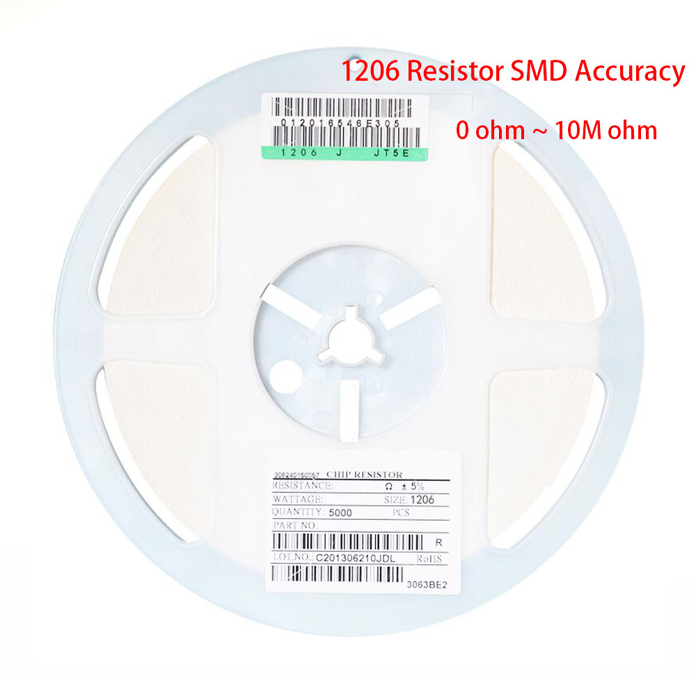 100PCS 1206 ตัวต้านทาน SMD ความแม่นยํา 1% 0 โอห์ม ~ 10M โอห์ม 1K 2.2K 10K 100K 1R 10R 100R 150R 220R