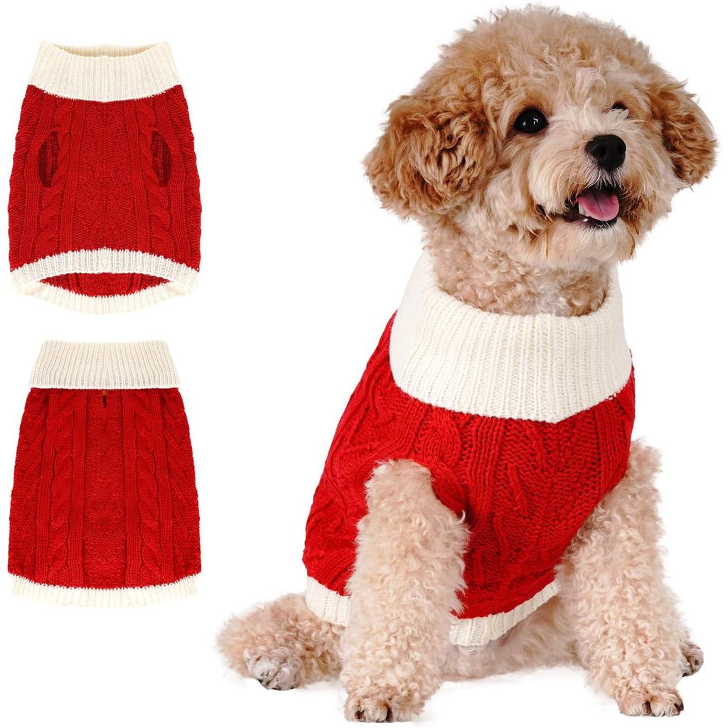 Valentines Dog Sweater Comfy Dogs Coat with Leash Hole เสื้อคอเต่าเสื้อกันหนาวสุนัขขนาดเล็กยืดเสื้อก