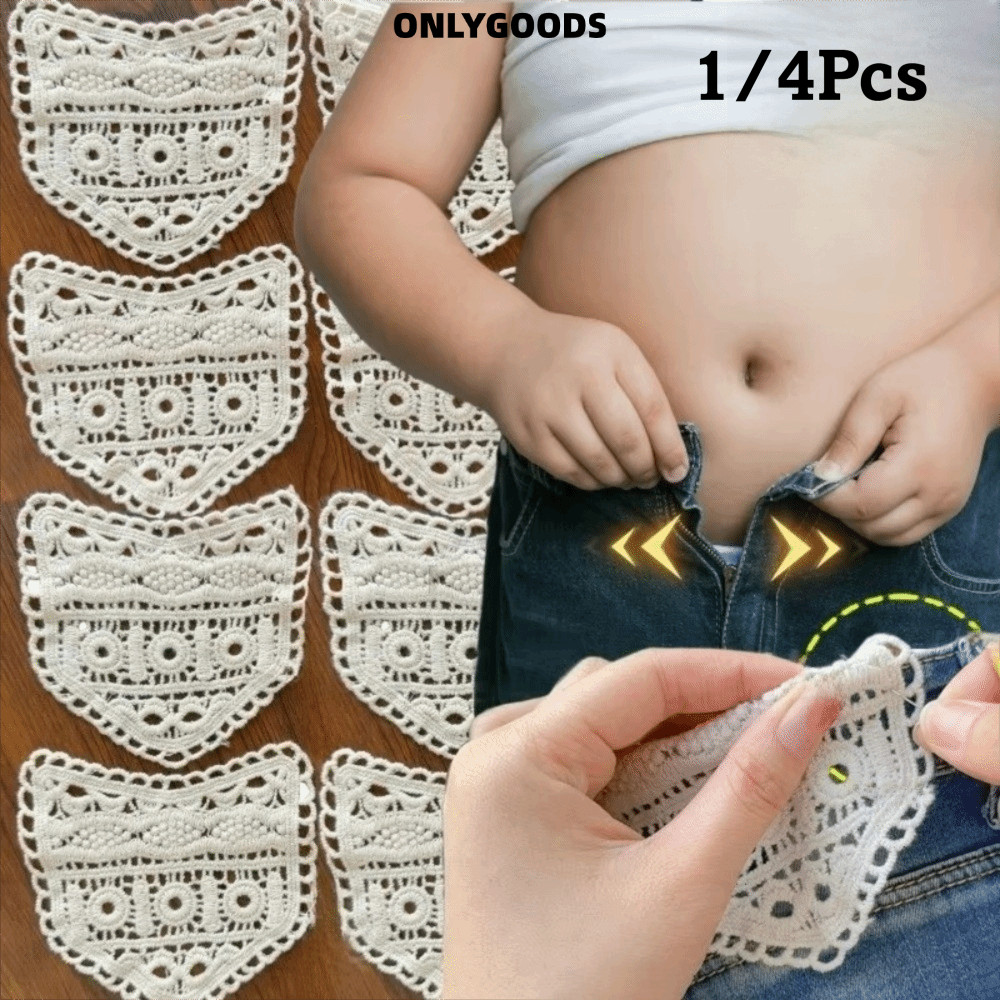 ONLYGOODS เอวเอ็กซแพนเดอร์ 1 pcs จากผ้าฝ้าย Hollow Lacework สำหรับขยายเอวกางเกงยีนส์และงานDIY