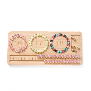 ถาดร้อยลูกปัดไม้แท้ (Bamboo) บอร์ดออกแบบสร้อยคอ กำไลข้อมือ มีสเกลวัดขนาด สำหรับงาน DIY แฮนด์เมดมืออาชีพ