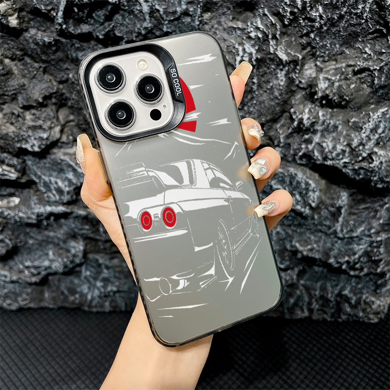 เคส iPhone สีเงินสําหรับ Nissan Skyline GT-R R32 Mount Fuji สําหรับ iPhone 11 12 13 14 15 16 17 Pro 