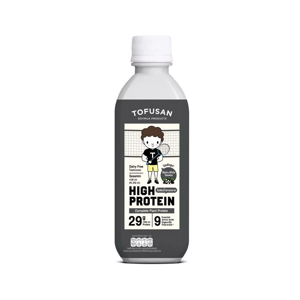 [สินค้าส่งด่วน] โทฟุซัง นมถั่วเหลือง โปรตีนสูง รสงาดำ 350 มล. TOFUSAN HIGH PROTEIN SOY MILK BLACK SESAME 350 ML