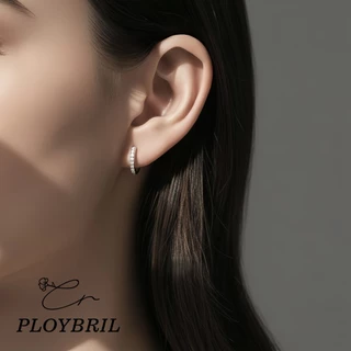 PLOYBRIL พร้อมส่ง🔥 LILY.C ต่างหูห่วงเข็มเงิน 925 ฝังเพชร Sparkling Diamond Earrings E070