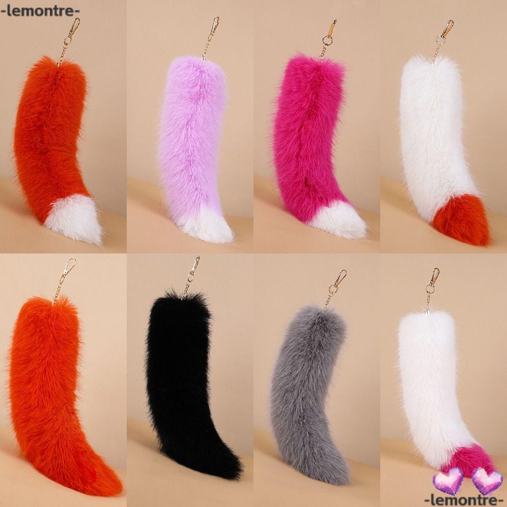 LEMONTRE Therian Tail Bag Charms, Soft Plush หนา Faux Fur Tail พวงกุญแจ,น่ารักขนาดใหญ่ Fluffy Warm F