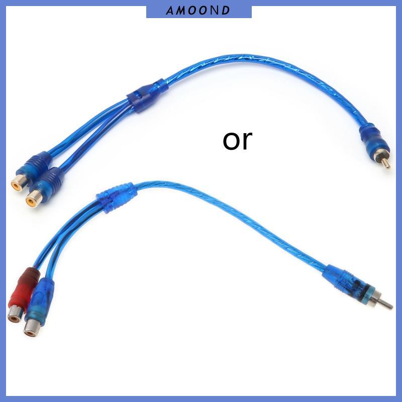 AMOOND รถ MP3 o RCA 1 ชาย 2 หญิง Y Splitter Cable อะแดปเตอร์สายไฟ