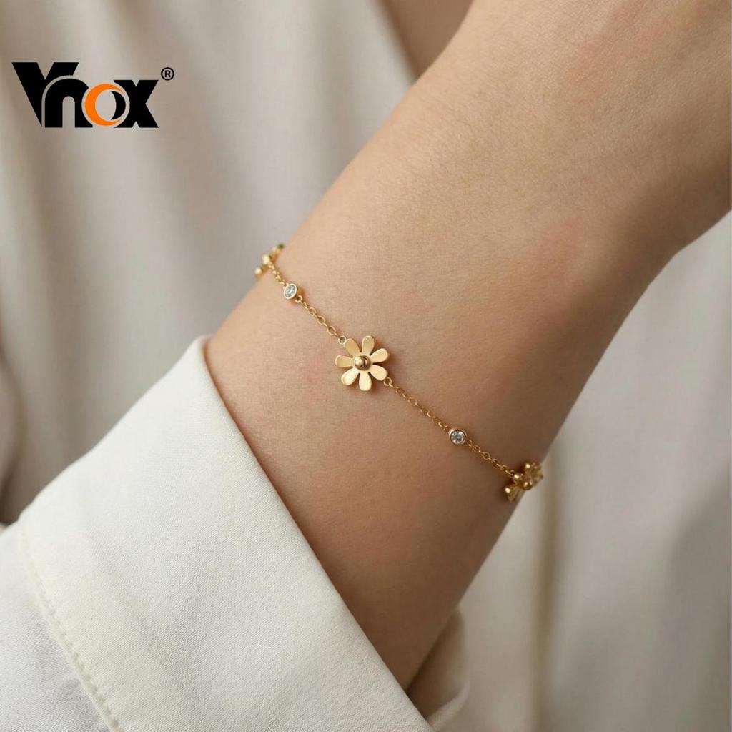 Vnox Gelang Titanium ดีไซน์บุนกาเดซีย์ สร้อยข้อมือสองชั้นหรูหรา