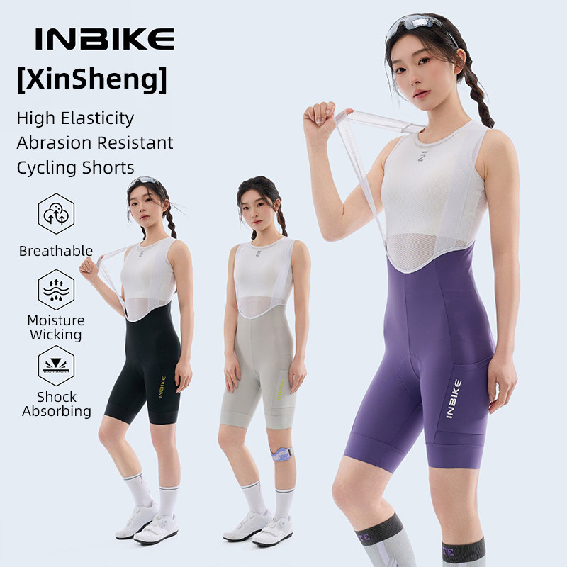INBIKE ใหม่ขี่จักรยาน Bib กางเกงขาสั้นผู้หญิงมืออาชีพฤดูร้อนสบาย Breathable Shock Absorption พร้อมกร