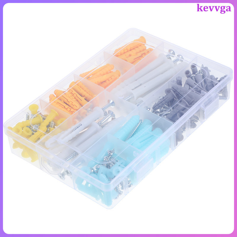 1 ชุดสกรู Drywall และ Anchors Kit สกรูเจาะตัวเอง Drywall Anchors ชุด kevvga