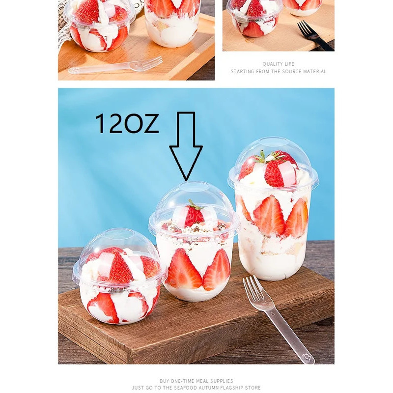 Clear Plastic Cups 12 oz Dessert Yogurt Parfait Banana Pudding Pet Disposable Cups with 200 Pcs Spor