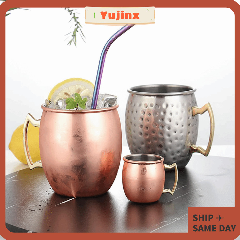 YUJIX ค้อนจุดถ้วย, 500ml Moscow Mule ถ้วยแก้ว, Strong Riveted จับเรียบแปรงลักษณะค้อน Moscow Mule แก้