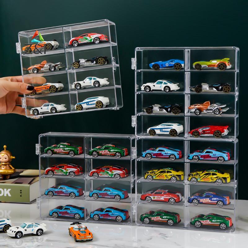 Z&P 1:64 Scale Car Model Storage Box 8 Slot Clear Display Shelf Toy Car Dust Storage Container For T