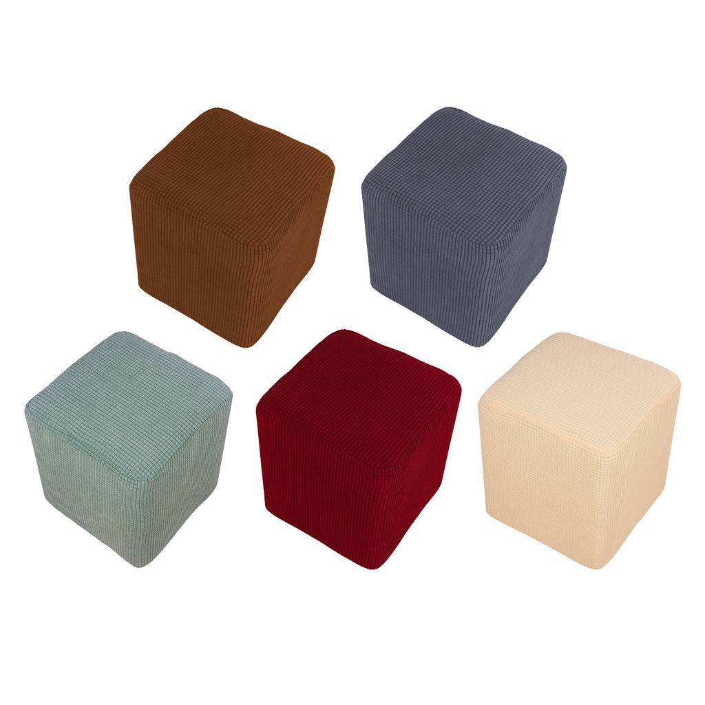 [txejgi] Soft Storage Ottoman Cover Stretch สี่เหลี่ยมผืนผ้าสตูลครอบคลุมสตูลวางเท้า Slipcover