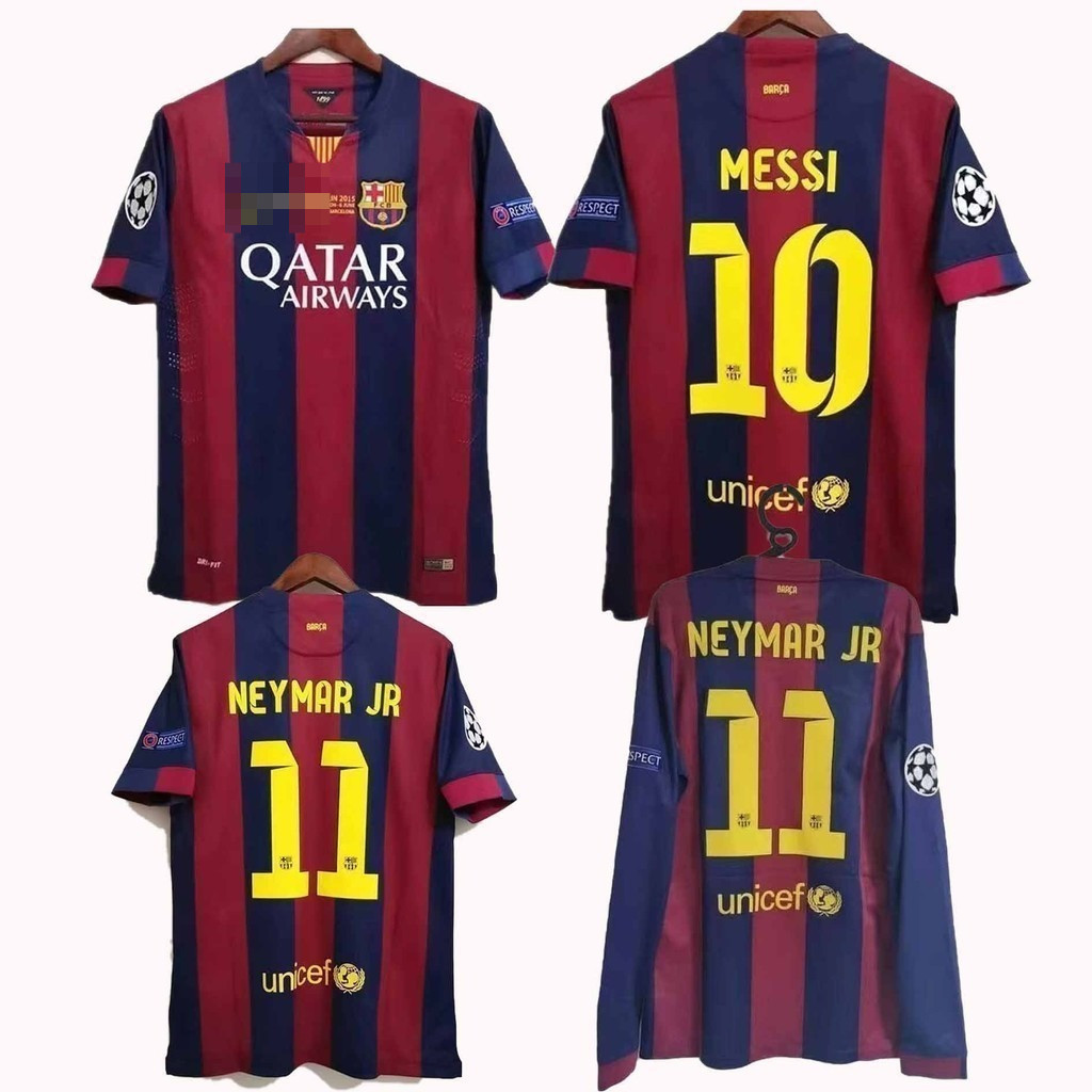 Retro Issue 14 15 Barcelona MESSI NEYMAR JR เสื้อฟุตบอลผู้ชาย