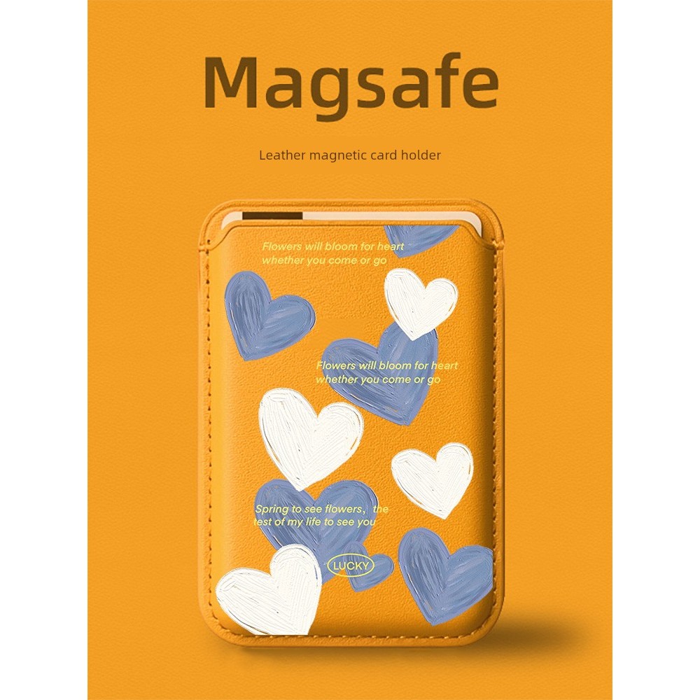 true money wallet card wallet Oil Painting Heart magsafe Magnetic Card Holder เหมาะสําหรับ Apple iph