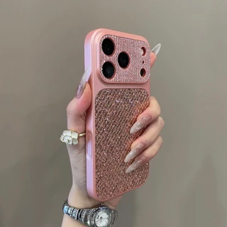หรูหราเพชร-หุ้มห่อ หน้าต่างขนาดใหญ่เลื่อมเคสโทรศัพท์สําหรับ ไอโฟน17 16 15 14 13 12 11 มือโปร สูงสุด กันกระแทกกล้องป้องกัน หยด-การพิสูจน์ ฮาร์ดปกหลัง